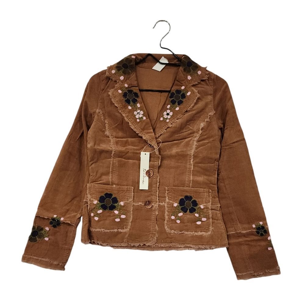 Sandrea Corduroy Embroidered Floral Jacket - Picture 2 of 10